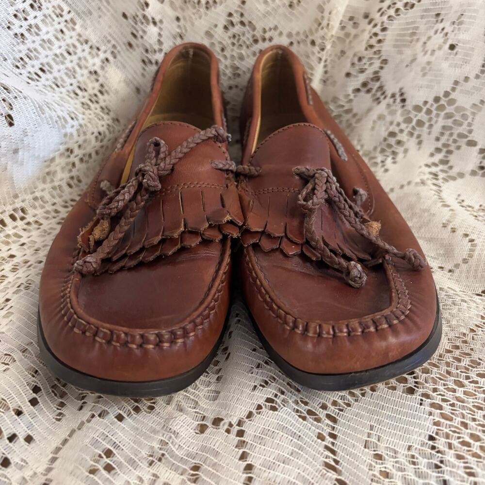 Bill Blass Men's US 11 D Brown Leather Kiltie Tassel Loafers Shoes